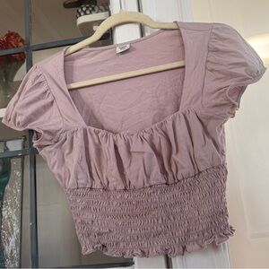 Aritzia Sunday Best Luma Mauve Ruffled Top